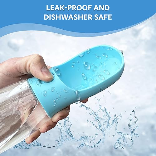 Miniatura 6 de MUTTPUTT Botella de agua para perros de 19 onzas de gran capacidad con contenedor de alimentos y filtro integrado, a prueba de fugas, alimentador