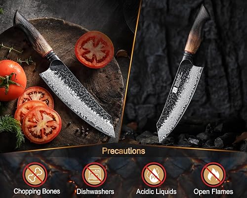 Miniatura 8 de XINZUO Cuchillo Santoku de Damasco afilado de 7.6 pulgadas, cuchillo profesional de 67 capas de acero de Damasco para carne para el hogar y la