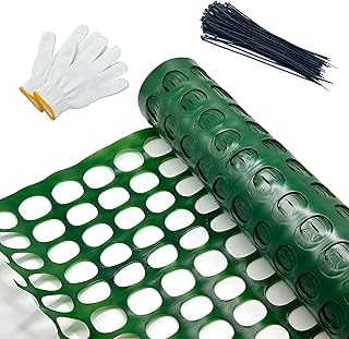 Safety Fence Garden Netting Roll 4 X 100 Feet with Zip Ties, Temporary Reusable Plastic Mesh Fencing Netting for Snow Fence, Animal Barrier, etc. (4' X 100‘ SW, Green)