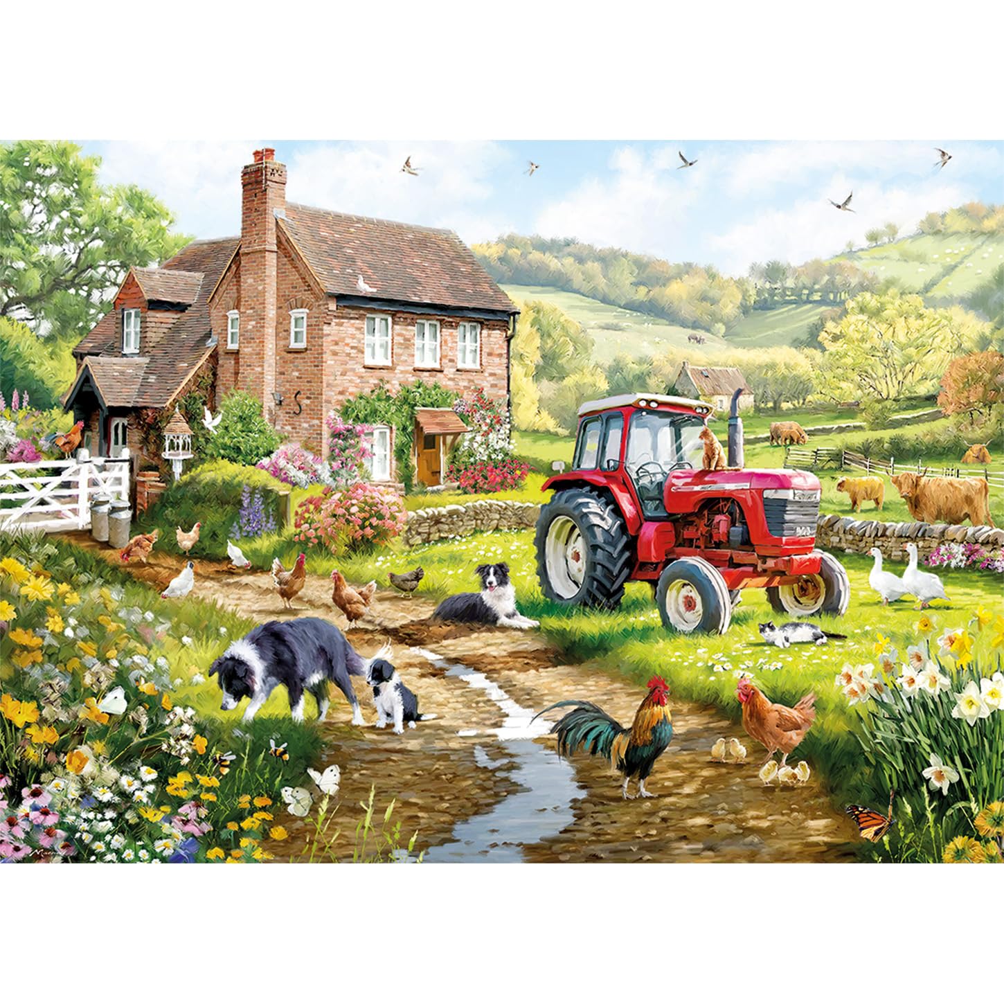 Gibsons Macneil Farm Puzzle de 1000 pièces pour adultes – Scène de campagne traditionnelle par Richard Macneil – Œuvre d'art de la vie de ferme et d'animaux – Puzzle durable de qualité supérieure