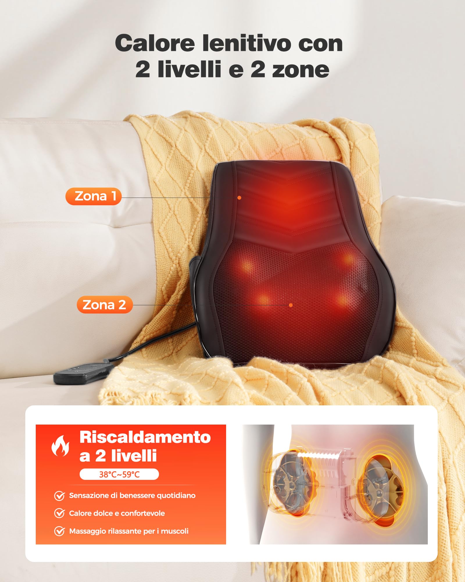Boriwat collo massaggiatore con calore, Shiatsu massaggiatore 3D ginocchio schiena massaggiante, cuscino massaggio per collo, dolore alla schiena della spalla, regali per le donne uomini Papa Mama