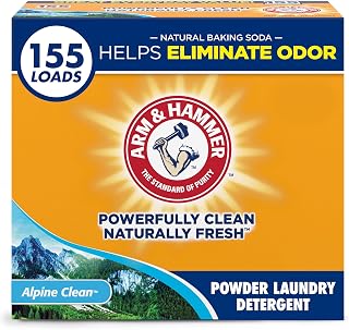 ARM & HAMMER Alpine Clean Powder Laundry Detergent, 9.56 lb (155 Loads) - OxiClean Stain Fighter with Baking Soda Odor Control