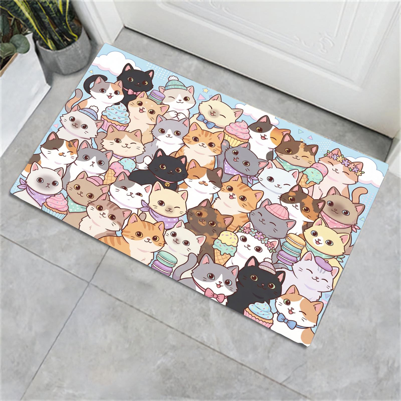 Tapis de jeux de chats mignons pour une entrée accueillante et propre