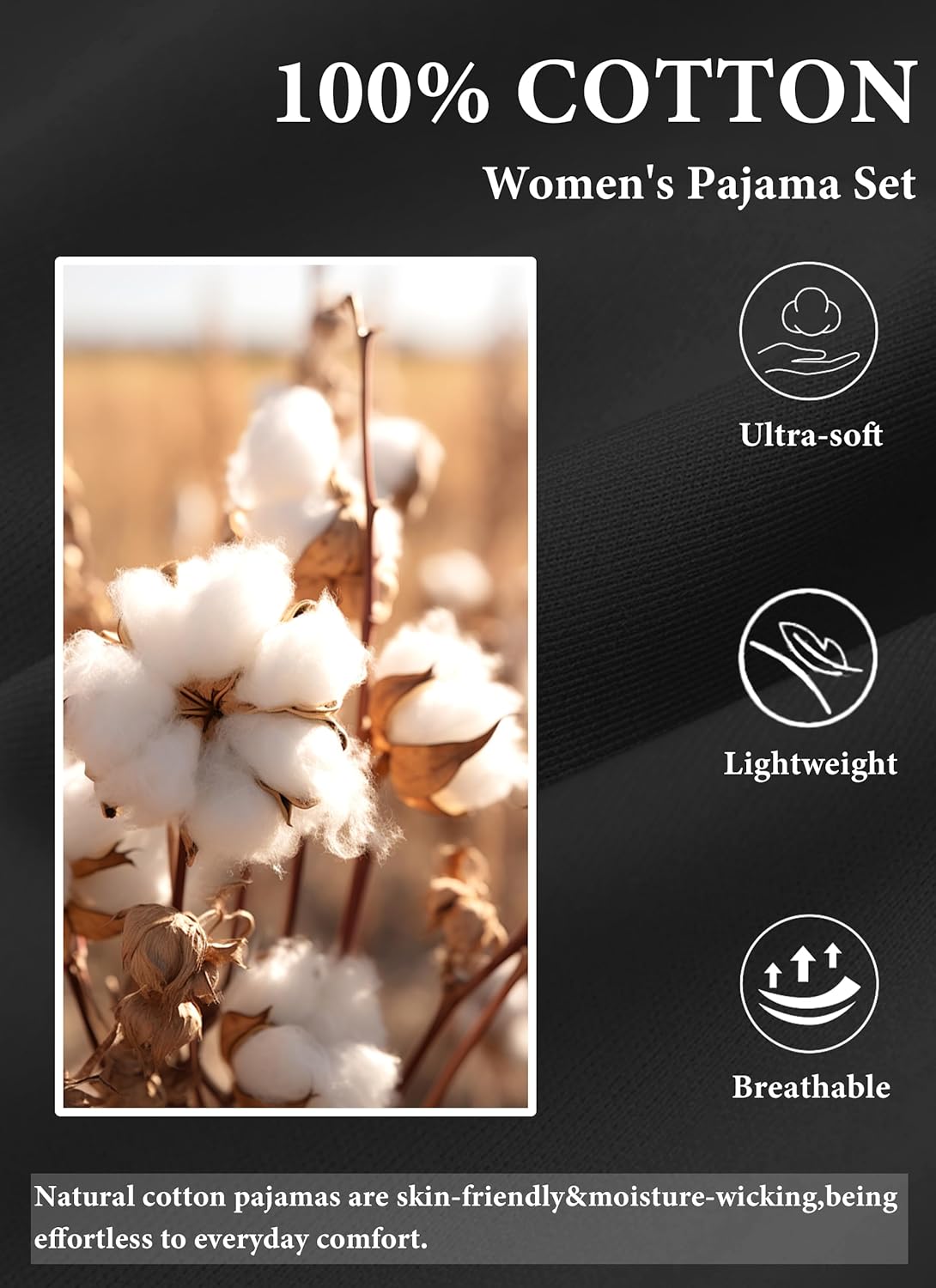 EA'S SECRET 100% Cotton Pajamas for Women Set Short Sleeve Button Down Sleepwear Capri Nightwear Pjs Loungewear - Image 2