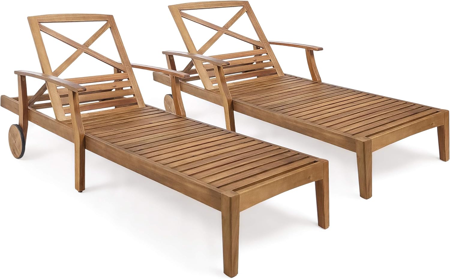 Great Deal Furniture 303596 Patio Chaise Lounges, Teak Finish