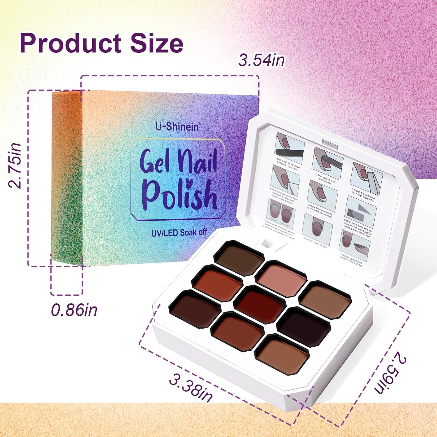 Gradient Painting Gel Set, 4*Plates Ombre Gel Nail Polish Pigment Pat Nails,Long-lasting Silky Texture Highly Saturated French Manicure Soak of UV/Led Home Salon DIY Nail Art G+R+M+A12