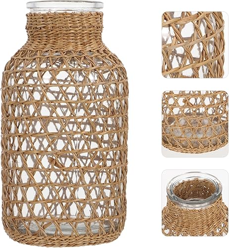 Miniatura 9 de BESPORTBLE Jarrón de botella de vidrio, marrón, rústico, resistente a la rotura, jarrón decorativo de granja para el hogar, jardín, oficina