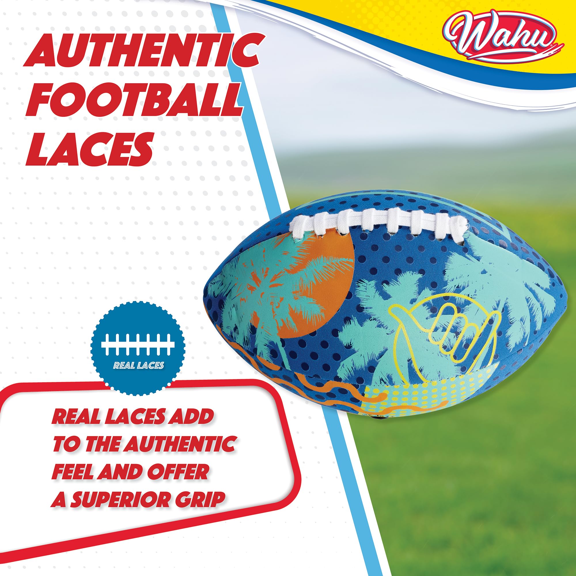 WAHU American Football (22,9 cm) | 100% wasserdichter Allwetter-American Football Ball mit echten Schnürsenkeln | ideales Garten- oder Strandspielzeug | ab 5 Jahren