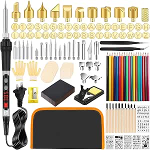 171PCS Wood Burning Kit with Digital 100W Pyrography Pen, Tips, Stamps, and Accessories