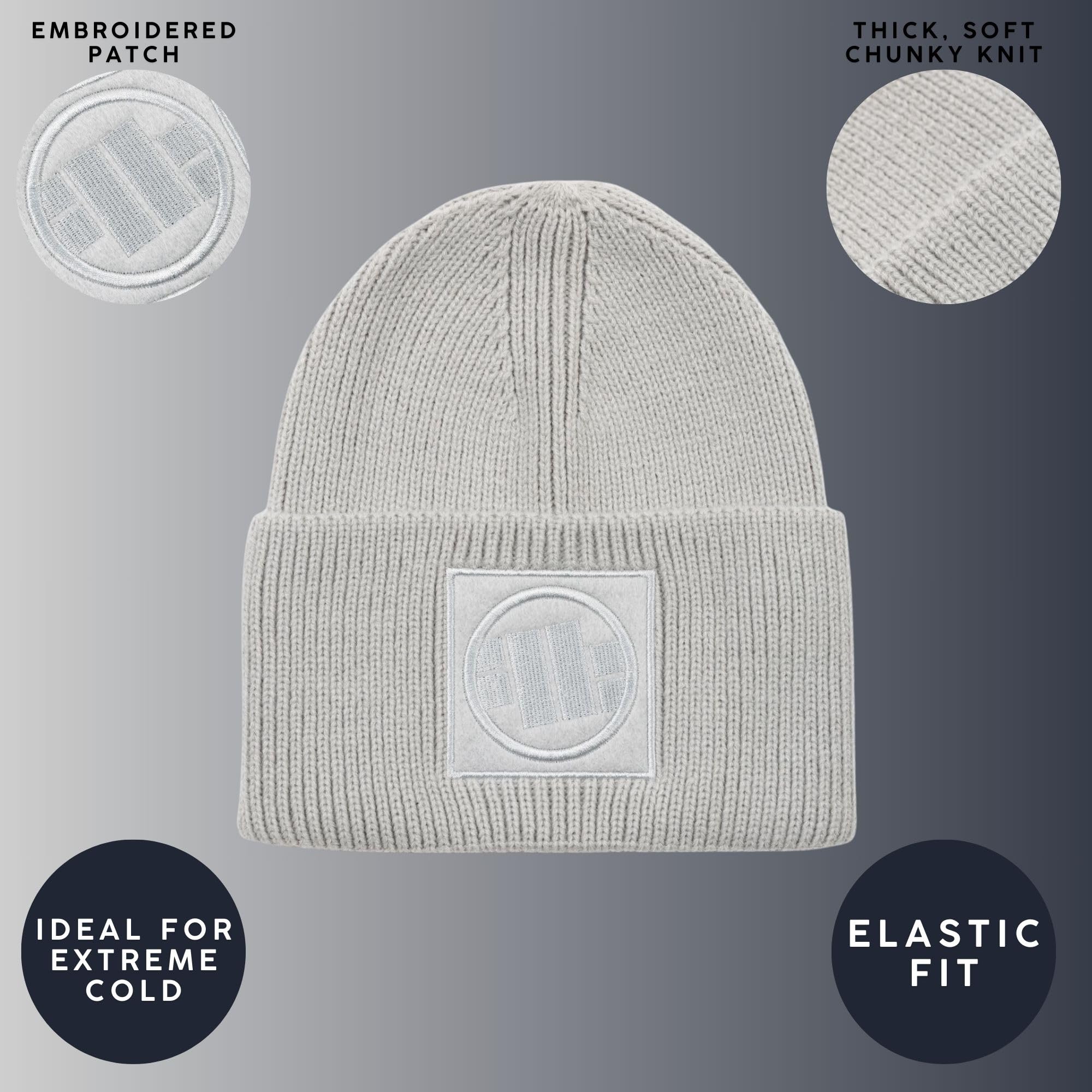 PITBULL - Bonnet Unisexe Logo, Bonnet d'hiver pour Hommes et Femmes, Bonnets en Tricot Épais, Beanie en Matériau Doux, Bonnets Chauds avec Patch Logo, Hat à La Mode