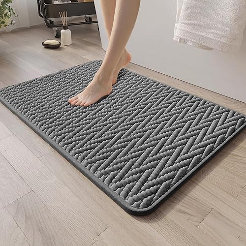 Miniatura 8 de Alfombra de baño antideslizante, 16 x 47 pulgadas, lavable a máquina y absorbente de agua, alfombra de baño de microfibra suave y gruesa para ducha