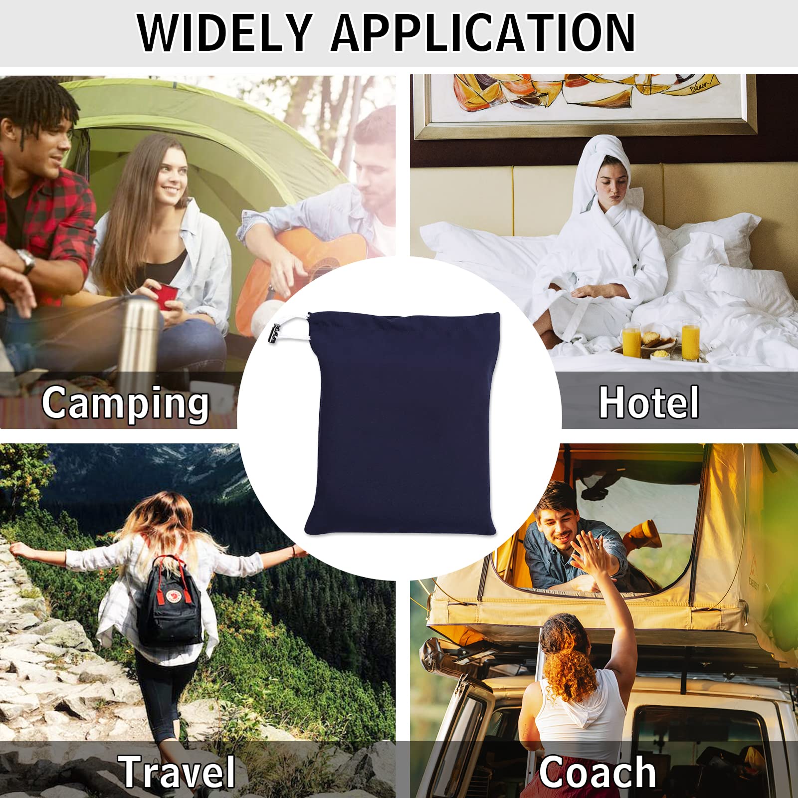 NiCoLa Sleeping Bag Liner, Lightweight Sleep Bag Liner 210 x 115 cm, Lightweight Travel Sheet with Zipper & Pillow Slot for Camping, Hotel & Hiking