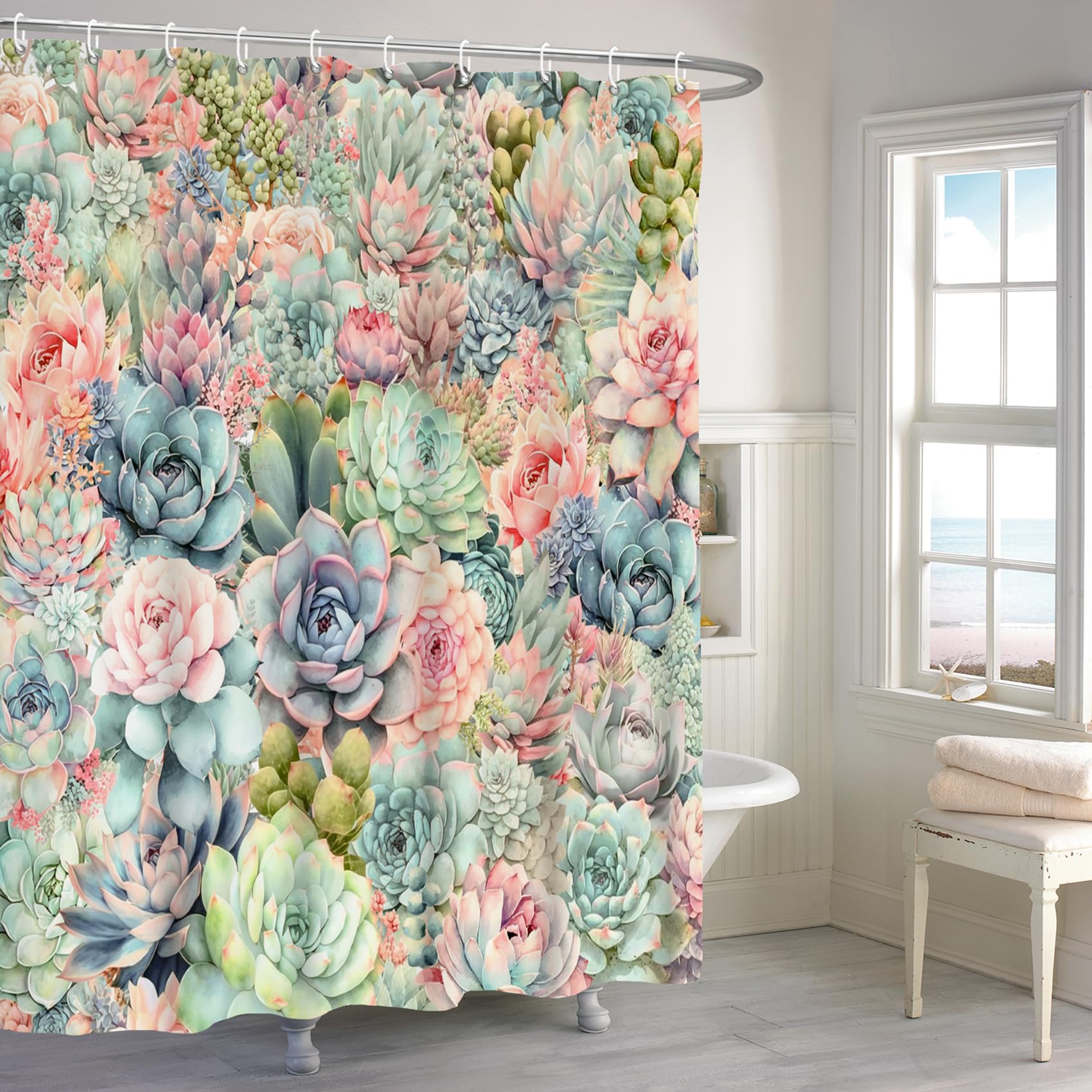 Rideau de douche en polyester de qualité supérieure aux motifs de cactus
