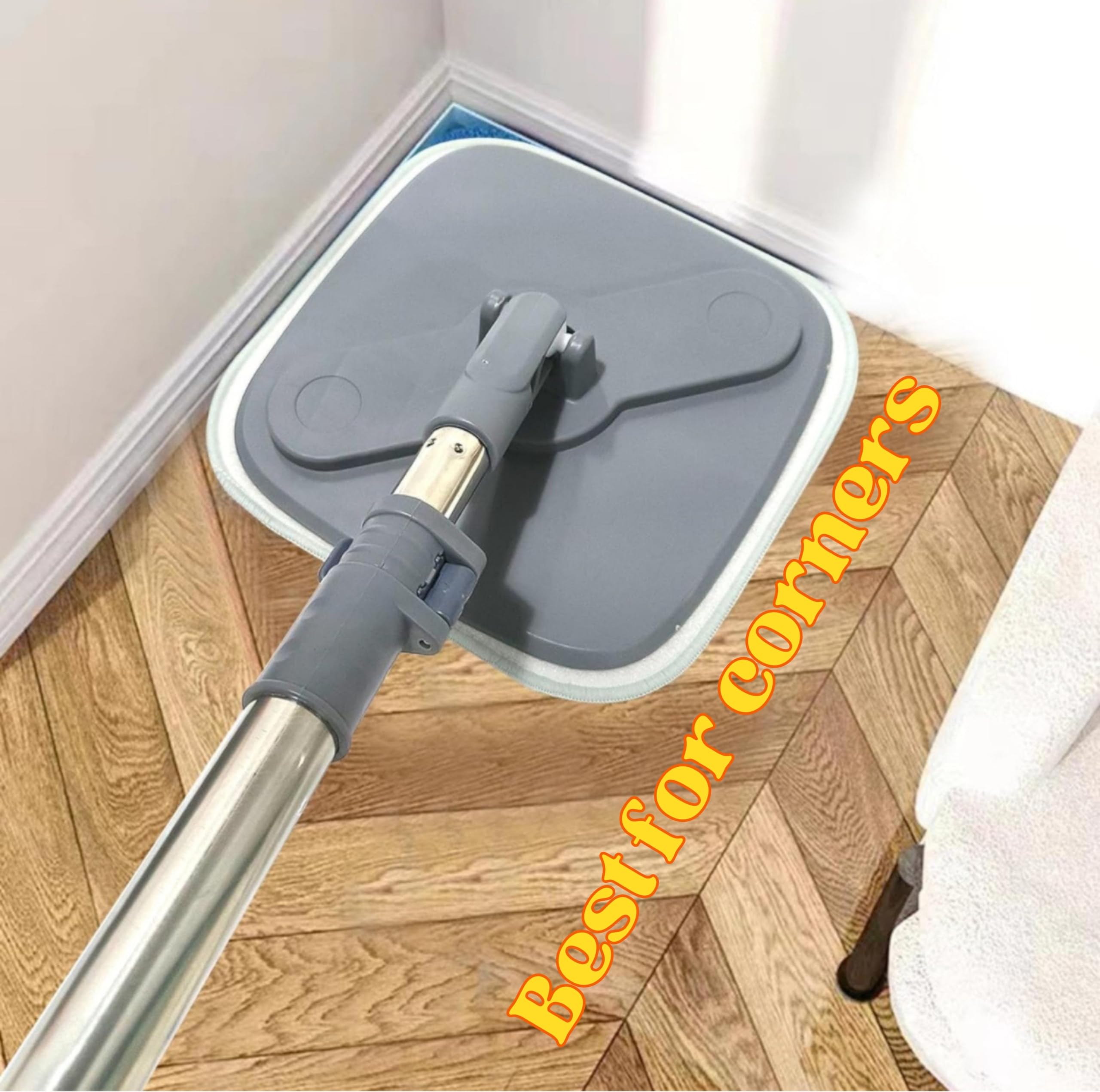 Mopa giratoria cuadrada M16 de autolavado: cabezal giratorio de 360 grados, agua limpia y sucia, uso húmedo y seco, juego completo con cubo y escurridor para una limpieza sin esfuerzo. Mopa y tanque