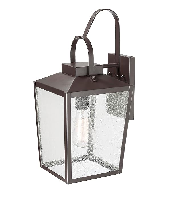 ML Lighting | Devens Collection | 42652-PBZ | 18" Modern One Bulb Outdoor Steel Medium Wall Sconce | Anti-Rust Powder Coat Bronze with Clear Seeded Glass Shade | Exterior Ambient Light for Safety by ML Lighting - Used condition - Image 3