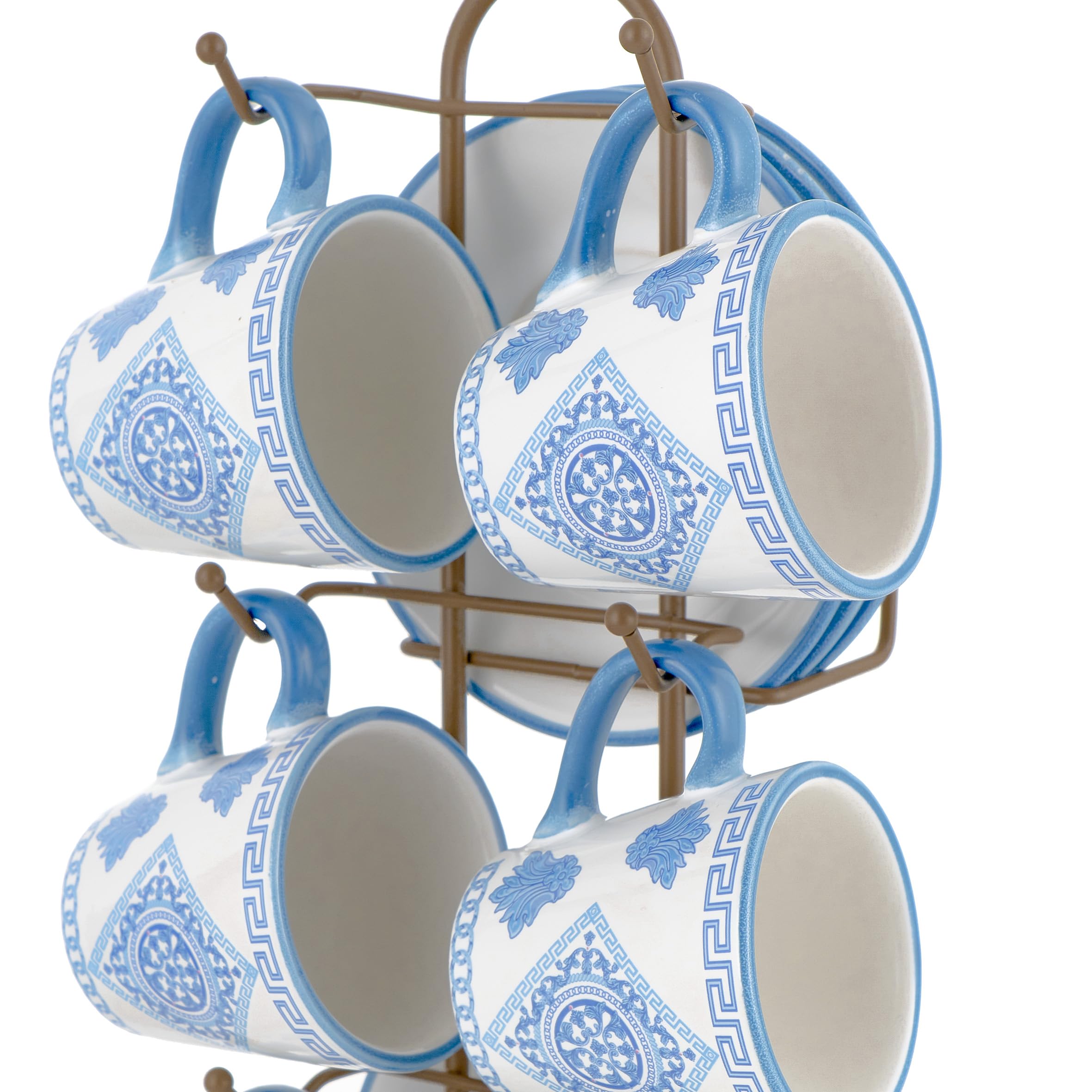 Set Da 6 Tazzine Caffè Con Piattini - Ceramica Decorata, Design Moderno - Foto 3