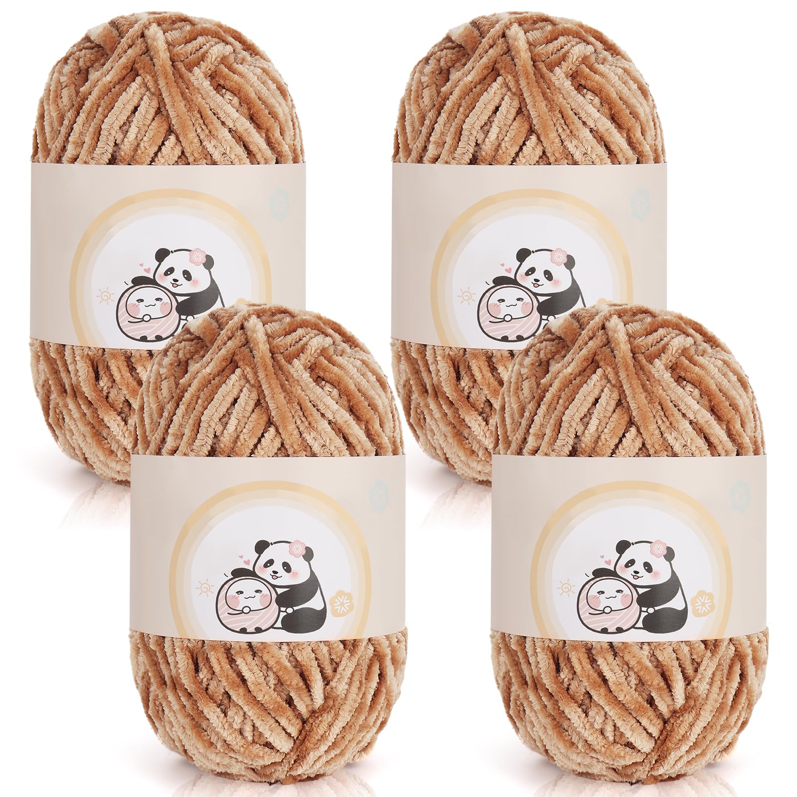 Aeelike Chenille Yarn 400g, 4 Pack Plush Chunky Chenille Wool for Knitting 100g Balls