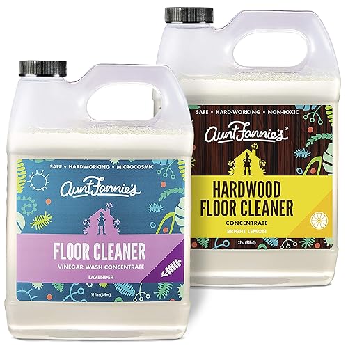 Aunt Fannie's Paquete limpiador de suelos de lavado de vinagre (lavanda) + limpiador de pisos de madera dura (limón)