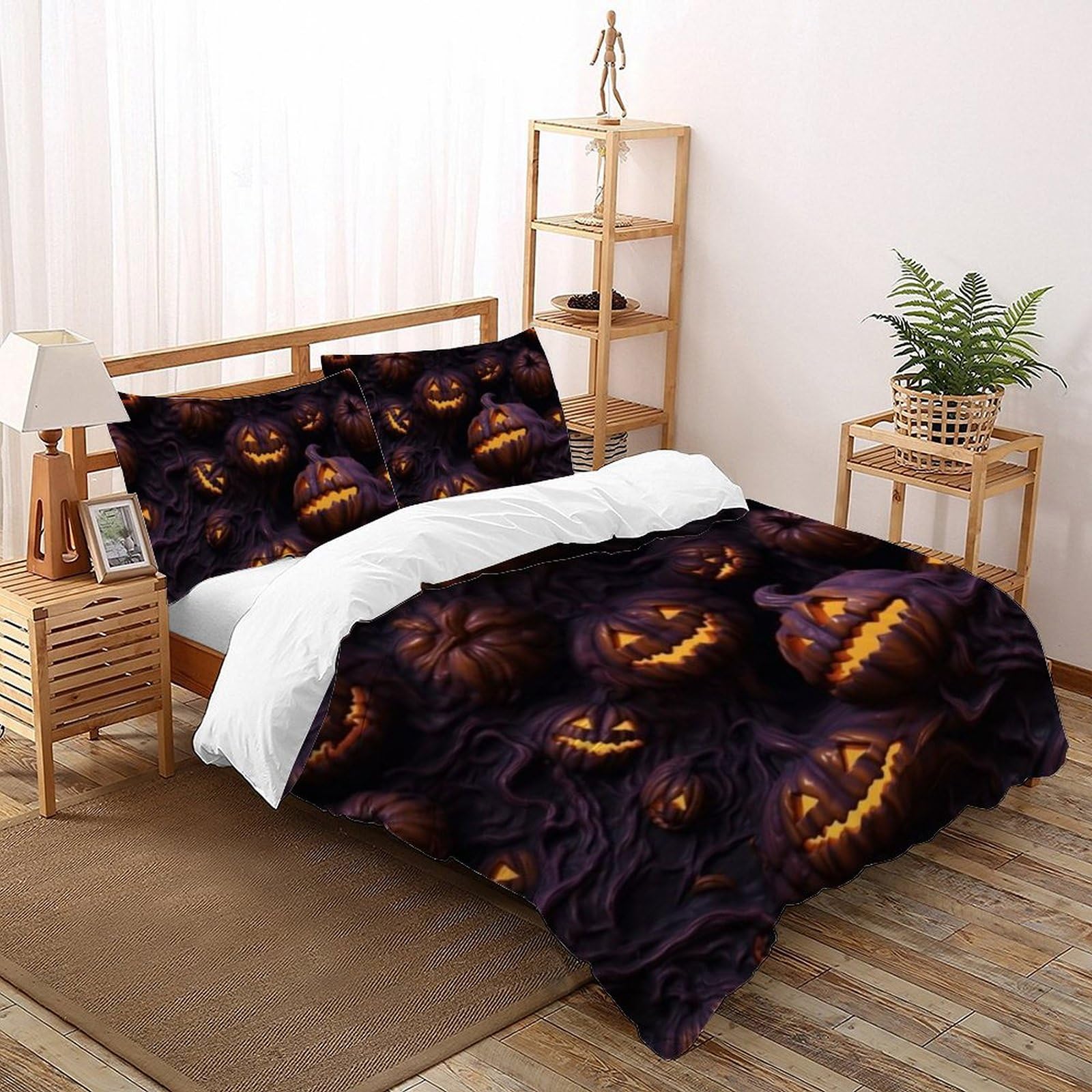 Housse de couette citrouille 3D 200x200cm pour transformer la chambre de votre fille cet automne