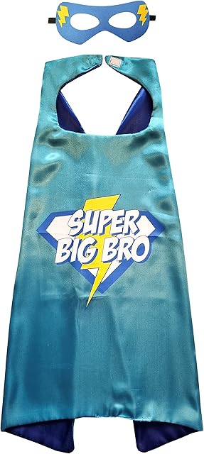 One Stop Kids Big Brother Superhero Cape & Mask - New Sibling Gift - Gender Reveal Boys Super Big Bro Fancy Dress Costume