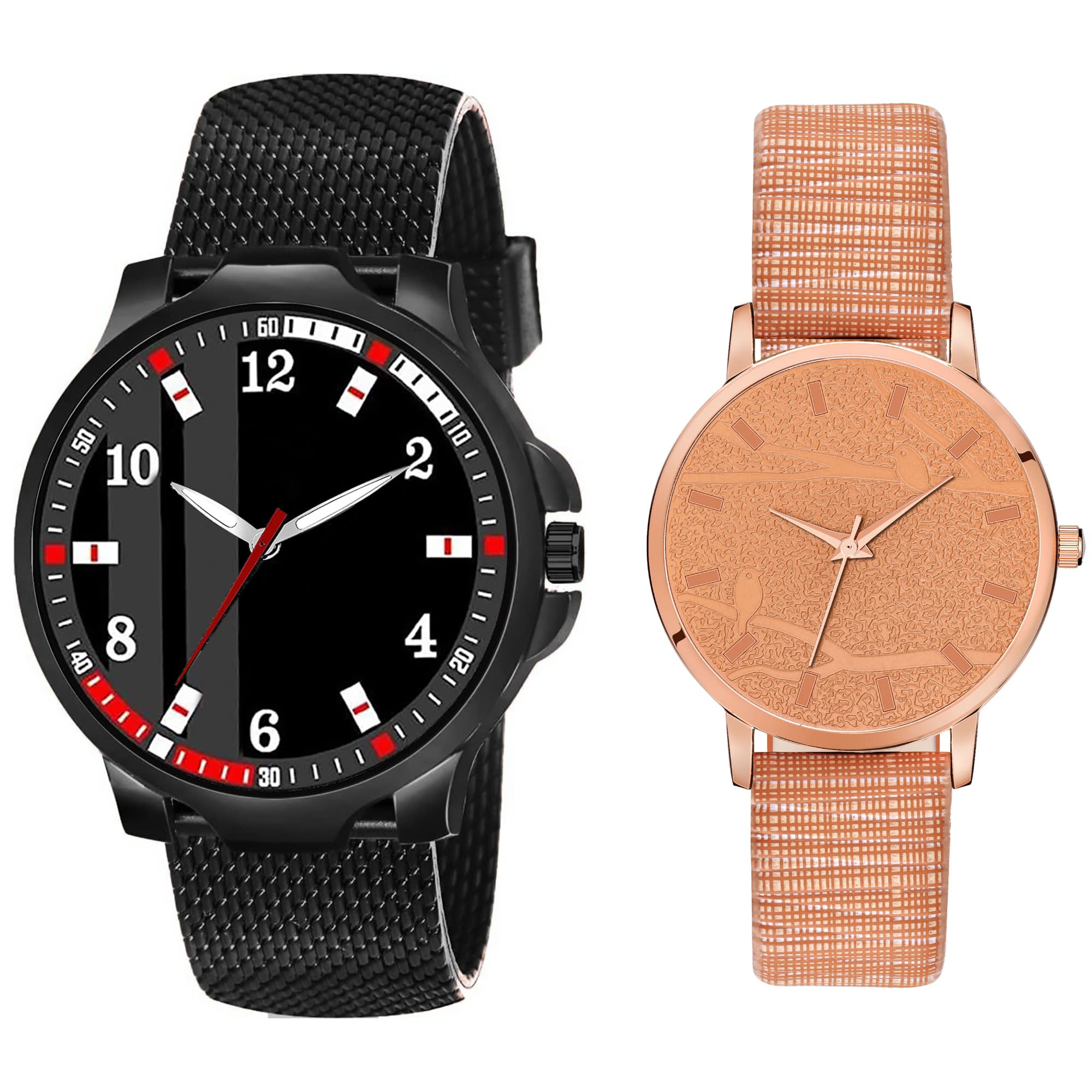 ON TIME OCTUS Couple Analog Watch for Men and Women (Black and Rose Gold Color) (Pack of Two) (4057+MT 329) (B0C96N5BLG) Amazon Price History, Amazon Price Tracker