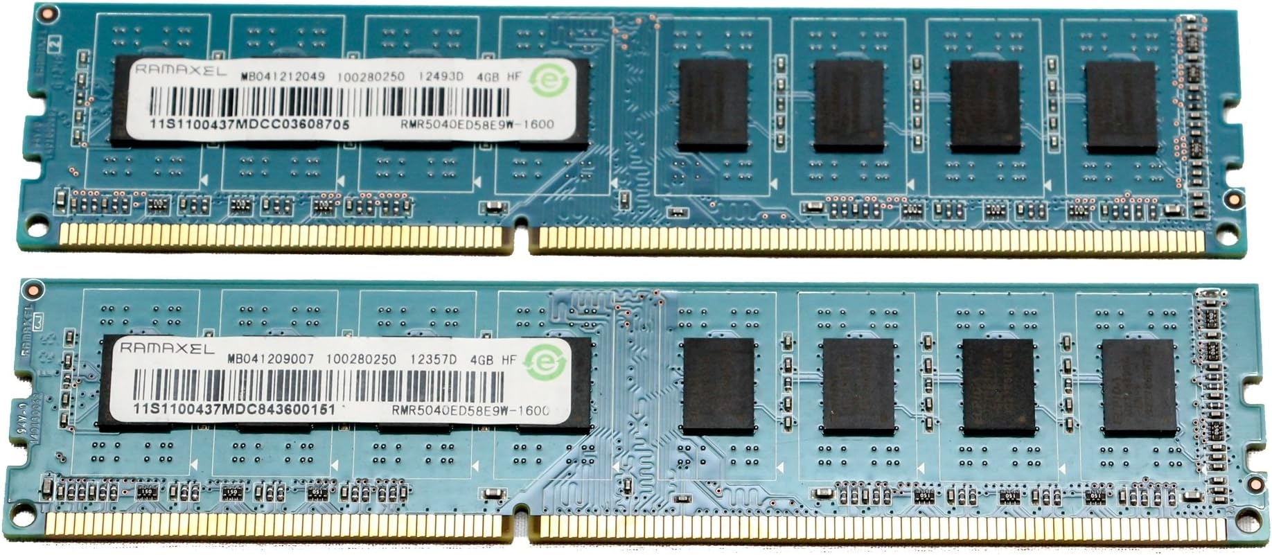 2x4GB (8GB Total) Ramaxel RMR5040ED58E9W-1600 PC3-12800U 2Rx8 Desktop Memory