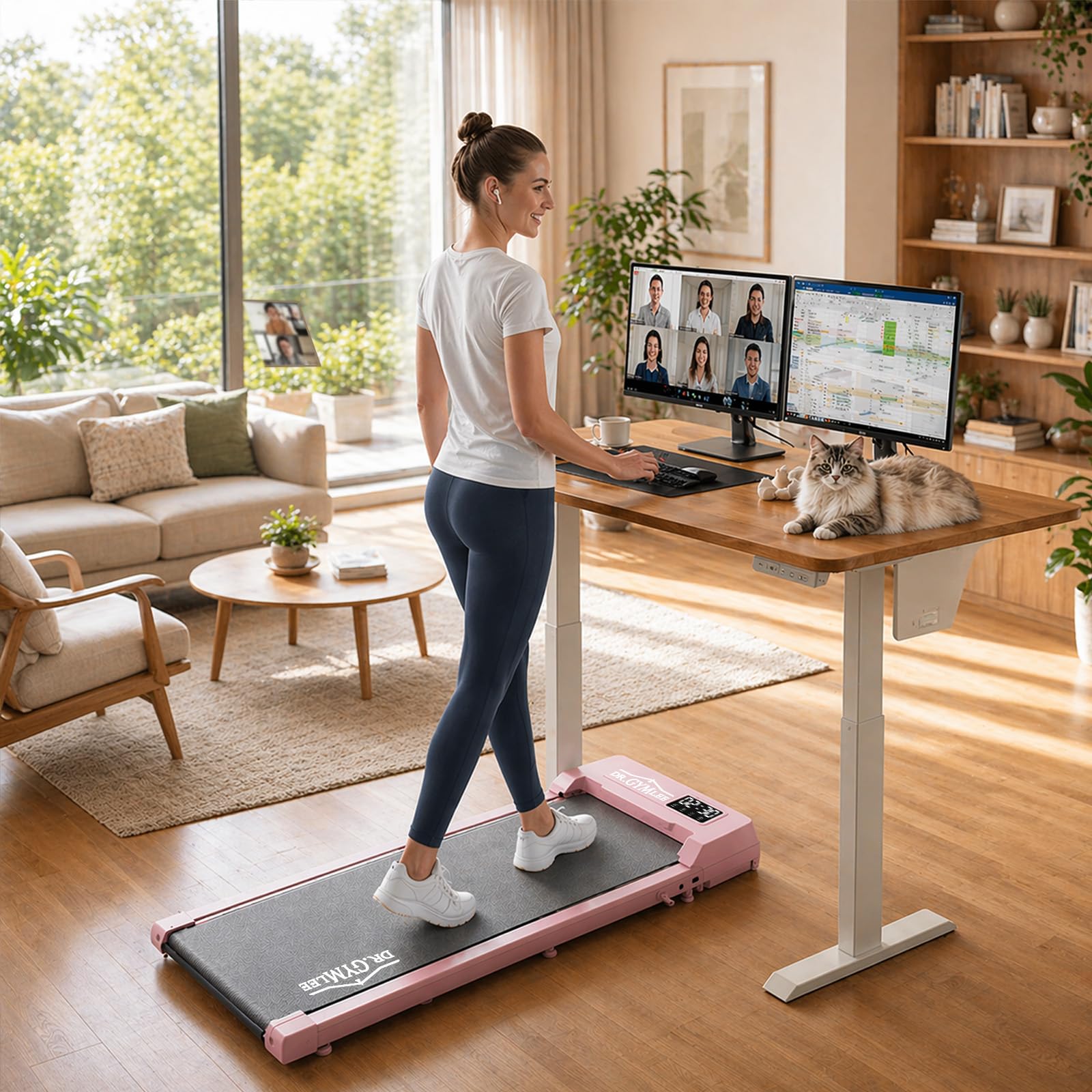 Cinta de Correr/Alfombrilla para Caminar con Motor silencioso para Uso doméstico, Pantalla y Control LED, diseño Que Ahorra Espacio para Caminar y Correr, Alta Capacidad de Carga.