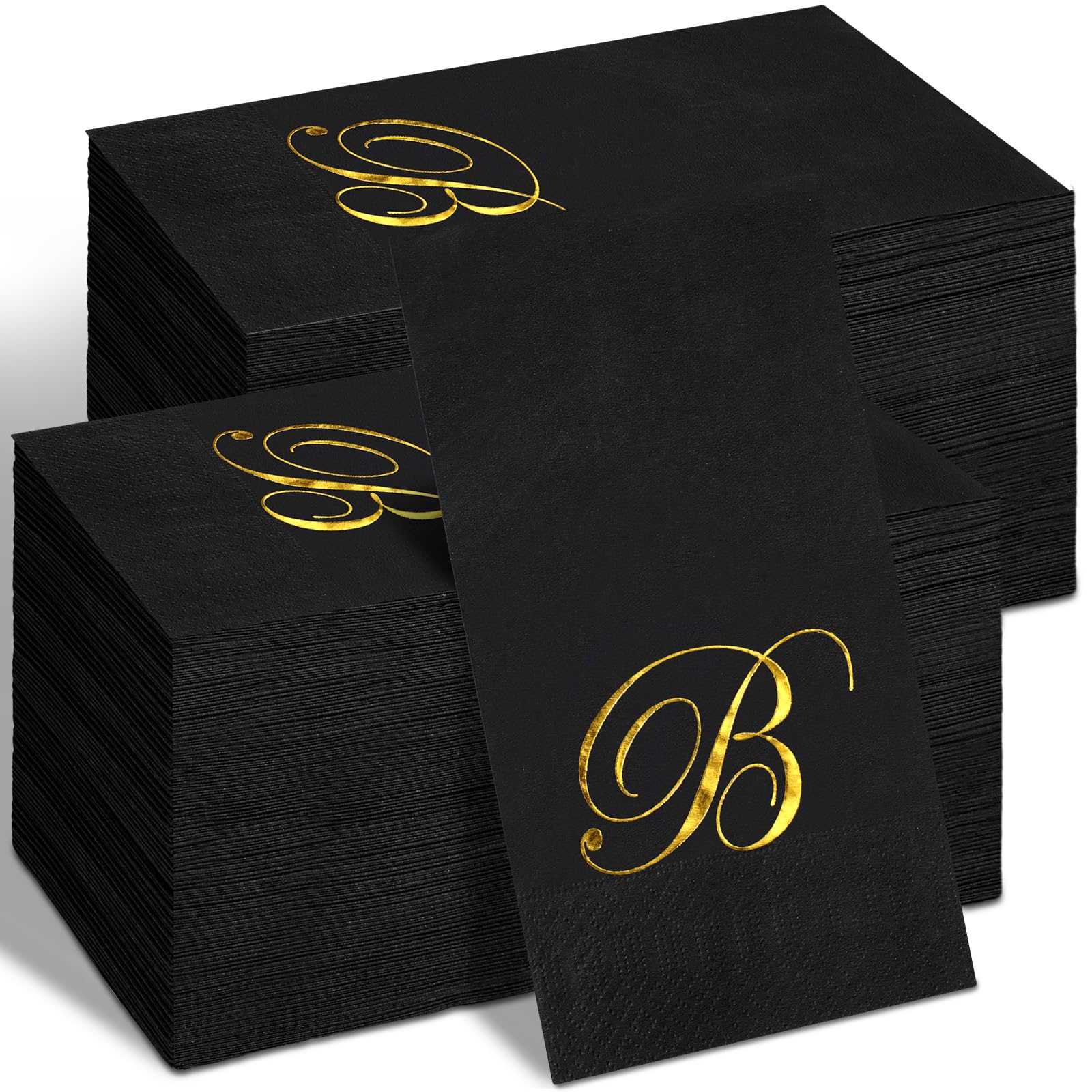 Amazon.com: 100 Pcs Black Napkins Monogram Black and Gold Paper Hand ...