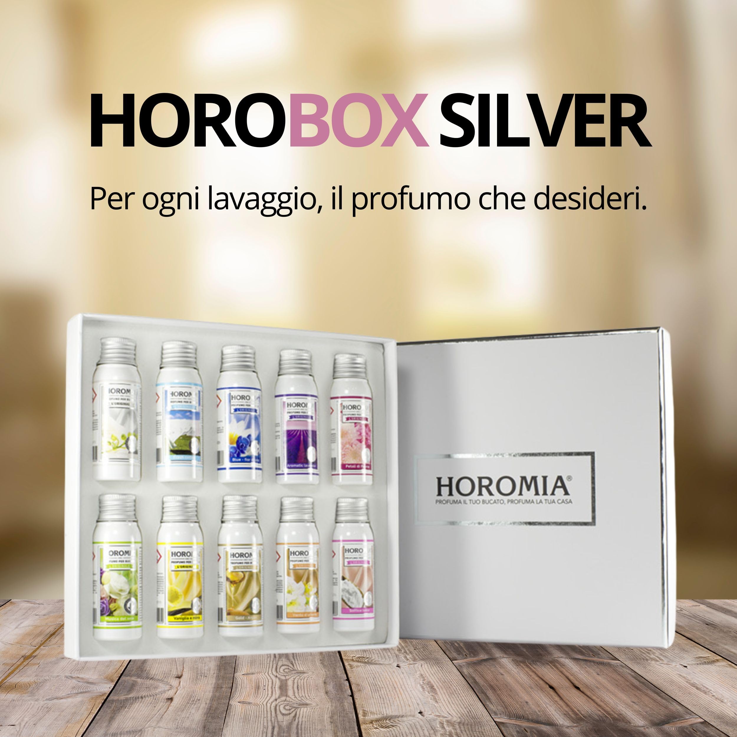 Horomia Horobox Silver Profuma Bucato 10 Essenze Flaconi Impostata - 500 Ml