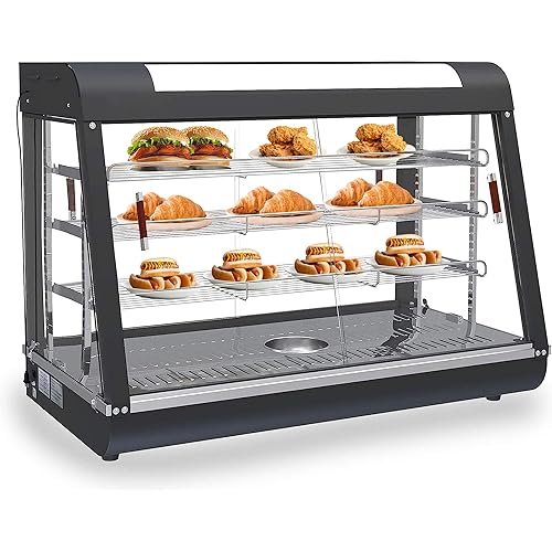 35 inch Food Warmer Countertop Pizza Warmers Display Commercial Pastry Patty Warmer Case for Buffet Restaurant Heater Food Service, L35 x W19 x H25