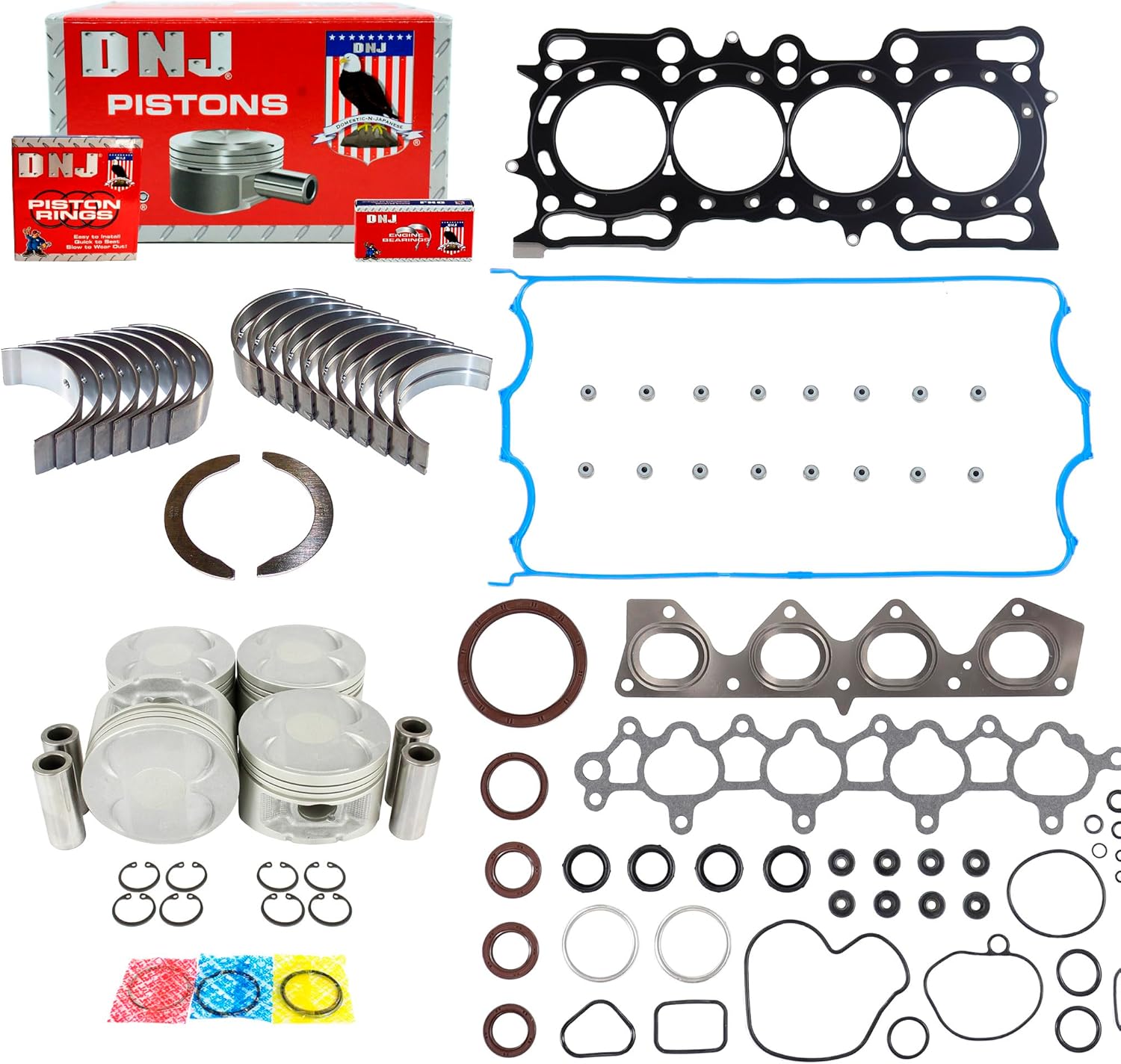 DNJ EK224 Engine Rebuild Kit for 1998-2001 Honda Prelude 2.2L L4 16V DOHC 2156cc