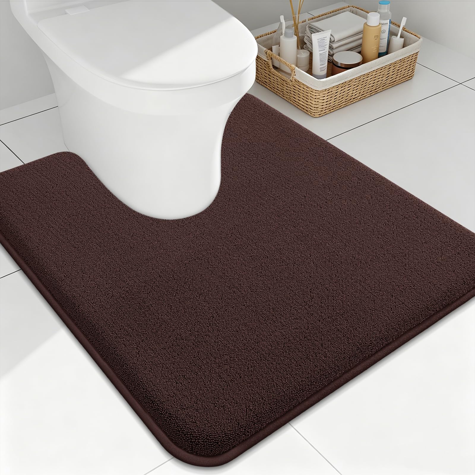Smiry Smiry Memory Foam Toilet Rugs U Shaped 24x20, Extra Soft Bath Mat