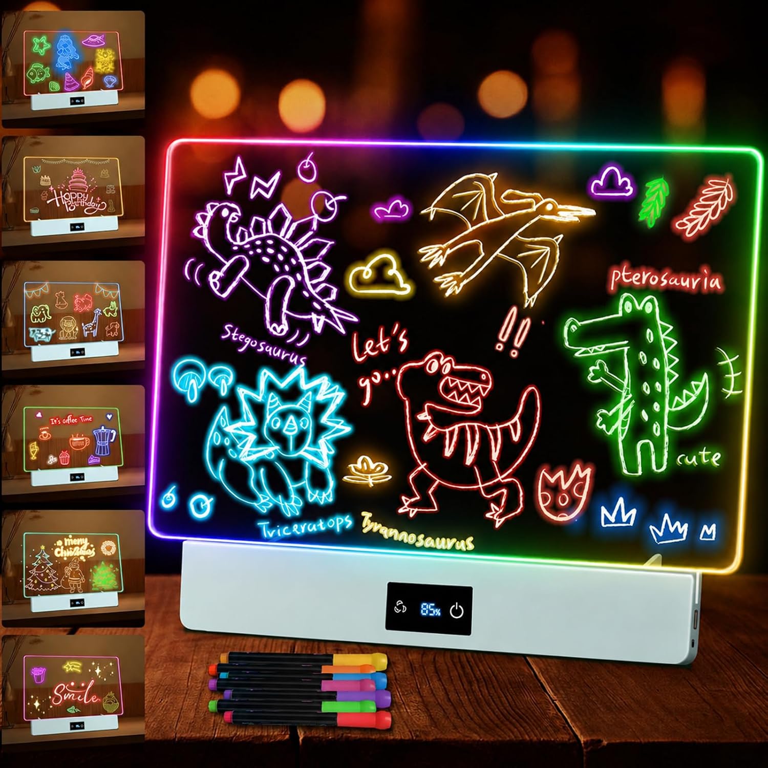 16“ Rechargeable LED Drawing Board Kids Birthday Gift 7 Colo