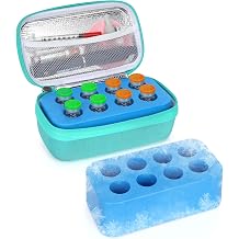 Leng Ke Insulin Vial Cooler Travel Case with 8-Slot Ice Brick, Insulin Cooler Travel Case for Diabetics Standard 10ml U-100Vials, Peptide Storage Case for Daily Life Trip Black