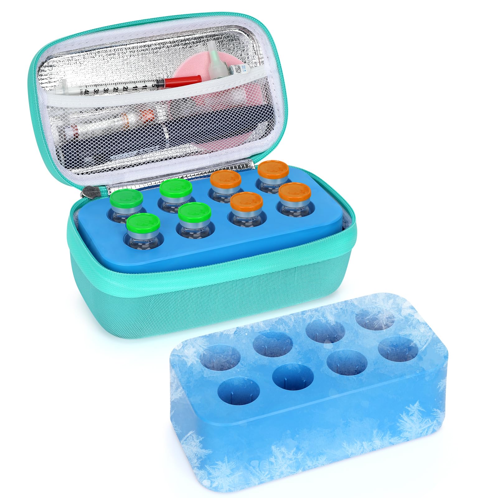 Photo 1 of Leng Ke Insulin Vial Cooler Travel Case with 8-Slot Ice Brick, Insulin Cooler Travel Case for Diabetics Standard 10ml U-100Vials, Peptide Storage Case for Daily Life Trip (Black)