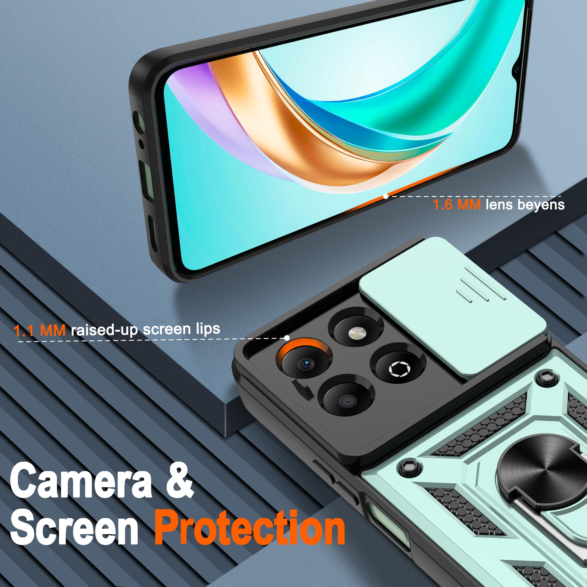 Case For Honor X6B,Military Grade Flashing [Built-in Kickstand