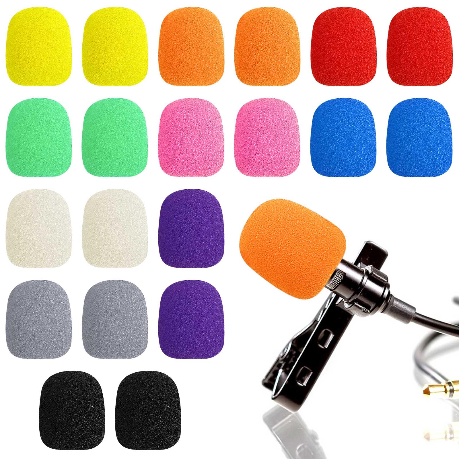 Augshy 20 Pack Mini Headset Mic Foam Covers,Small Microphone Windscreens Headset for Noise Reducing Foam Protection Studio Recording Accessories Lapel and Lavalier Microphones