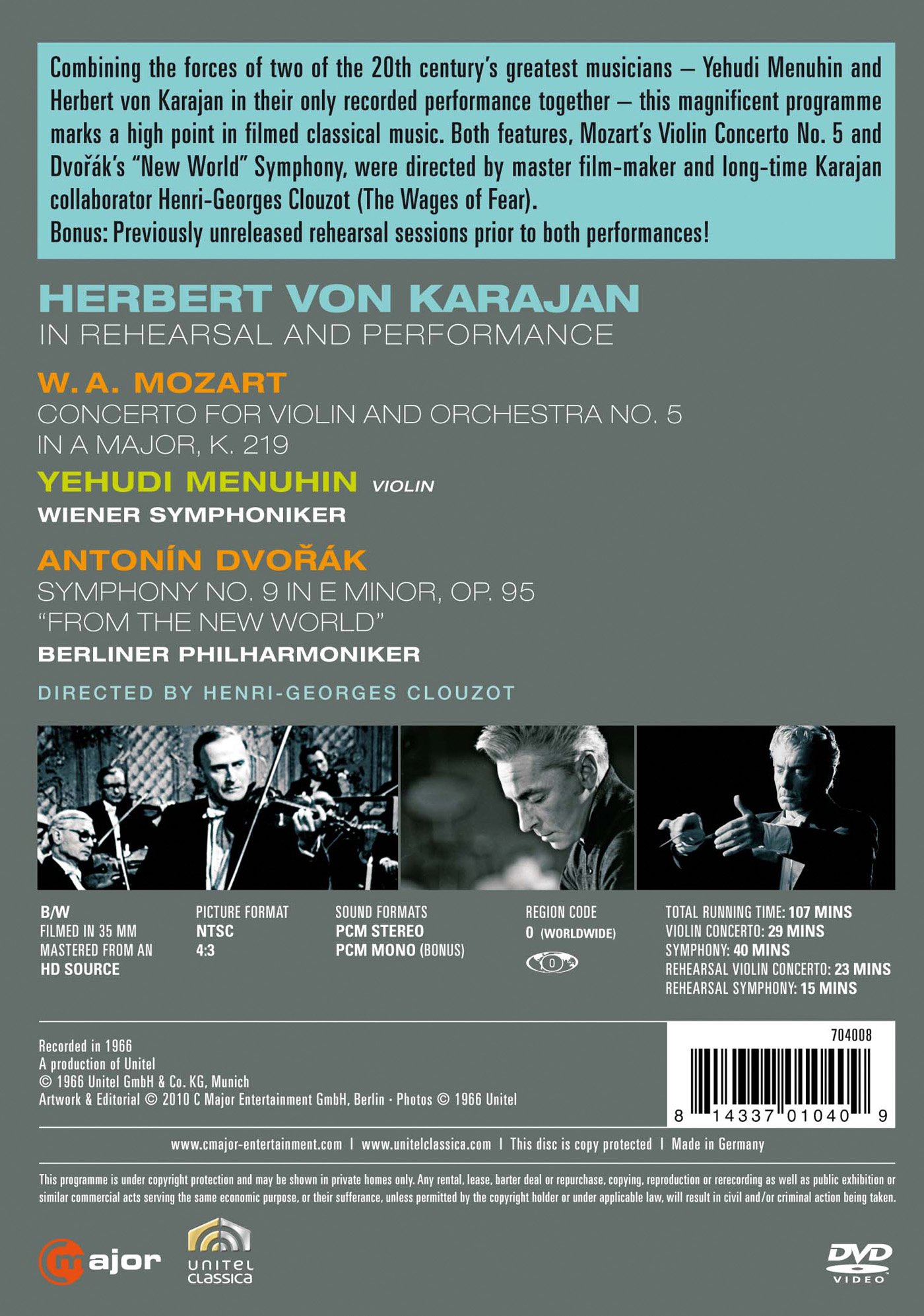 Dvorak : Simphonie N°9 - Mozart : Concerto Pour Violon N°5