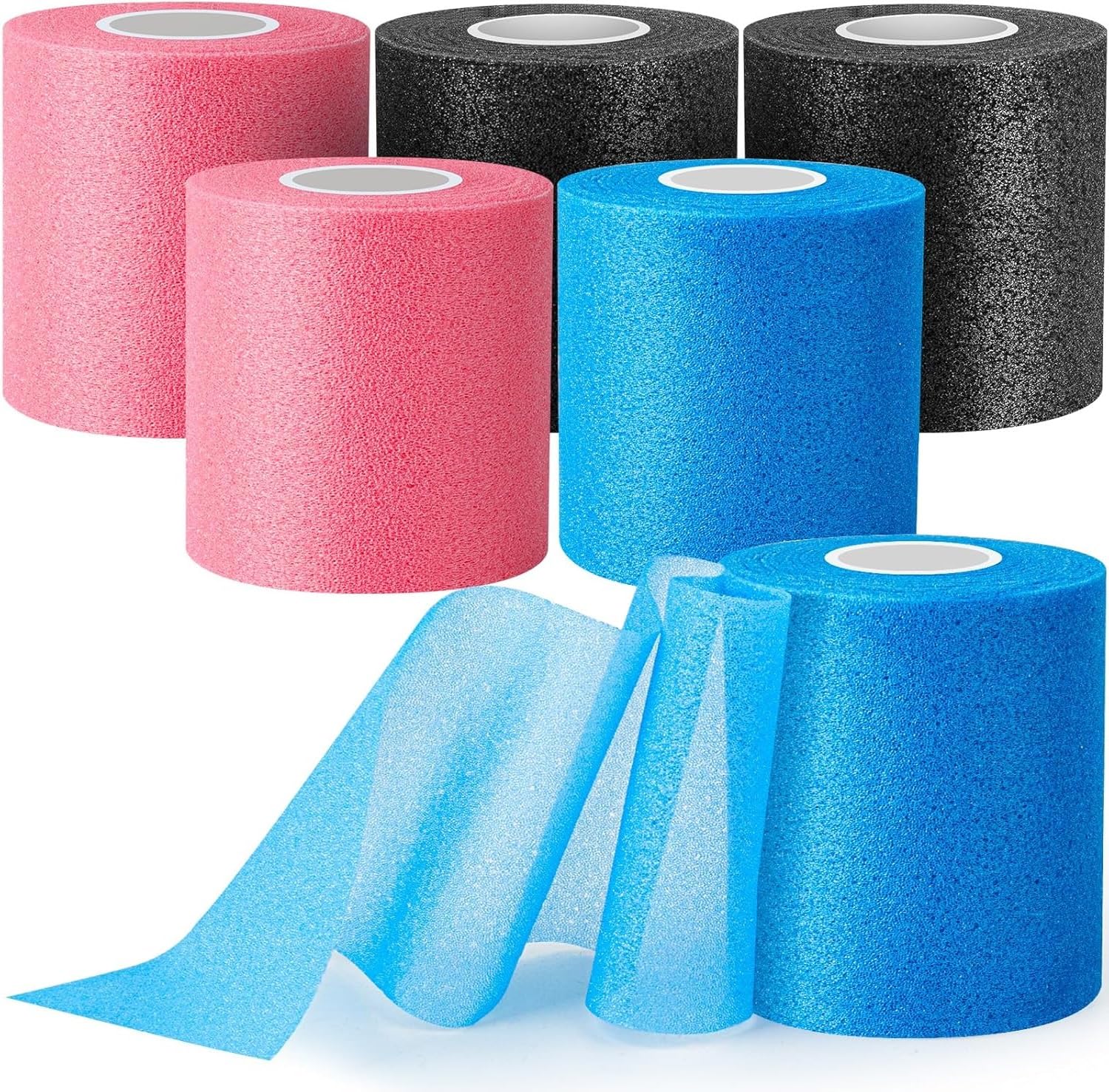 Loiisgy6 Pack Pre Wrap Athletic, Multi Color Athletic Prewrap Tape Headbands, Pre Wrap for Hair Soccer, Prewrap Athletic Tape Headbands (2.76 x 393 inches)