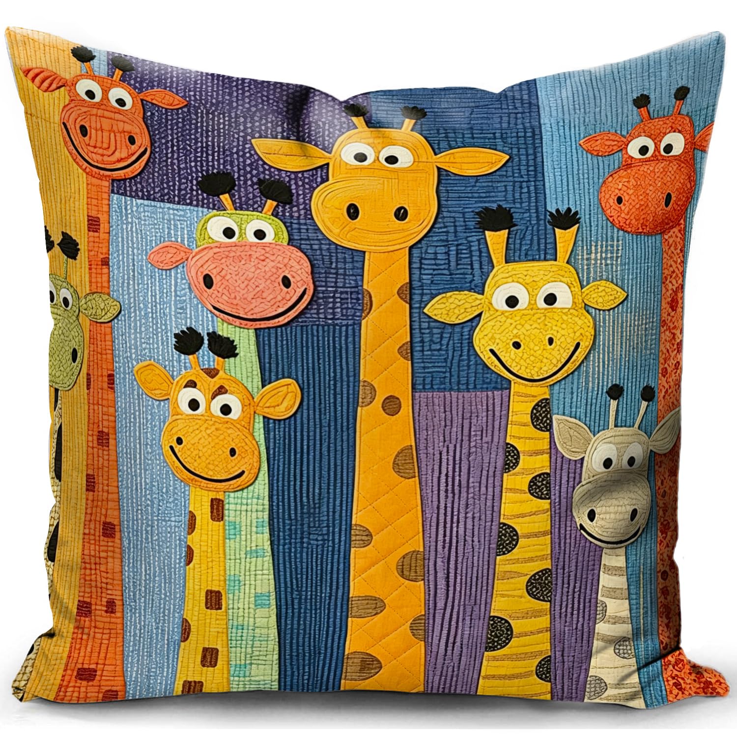 KUNQIAN Giraffe Cushion Cover Giraffe Gifts for Women Pillow Cover Decor for Home Livingroom Couch Sofa Decorate Throw Pillow Case Colorful 18"x18"