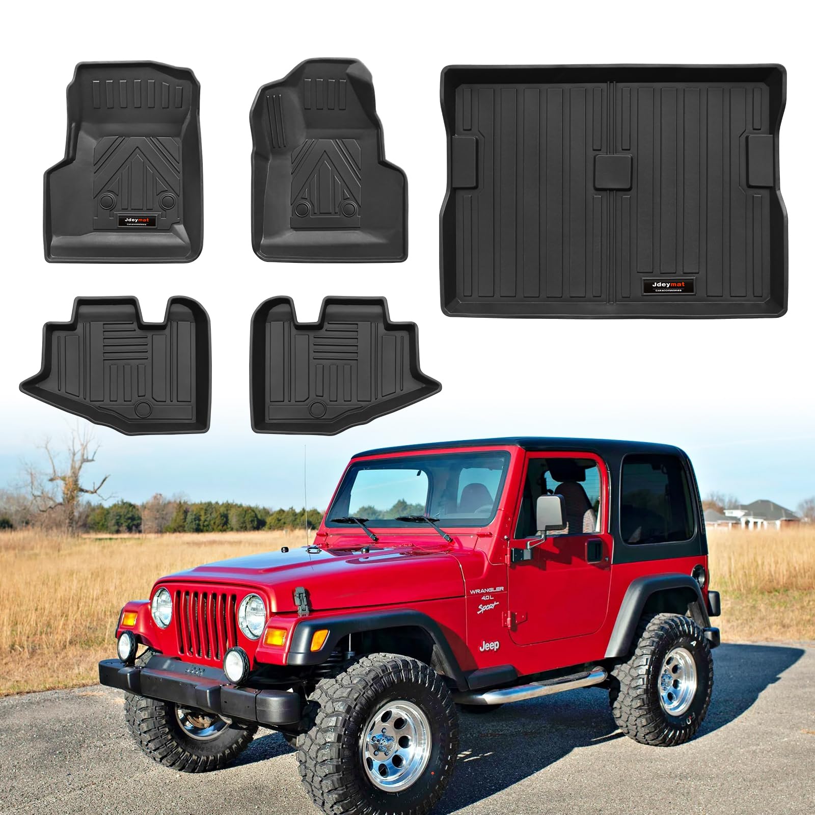 All Weather Floor Mats & Cargo Liner Compatible for 1997-2006 Jeep Wrangler TL/LJ Accessories (for1997-2006 Jeep Wrangler TJ/LJ)