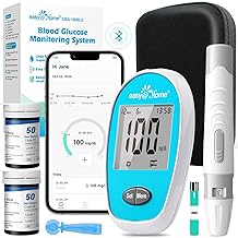 Easy@Home Wireless Glucose Monitor Kit - Blood Sugar Testing Kit with Free App GlucoseEase Includes 100 Glucometer Strips and 100 Blood Lancets, Large Display Diabetes Testing Kit