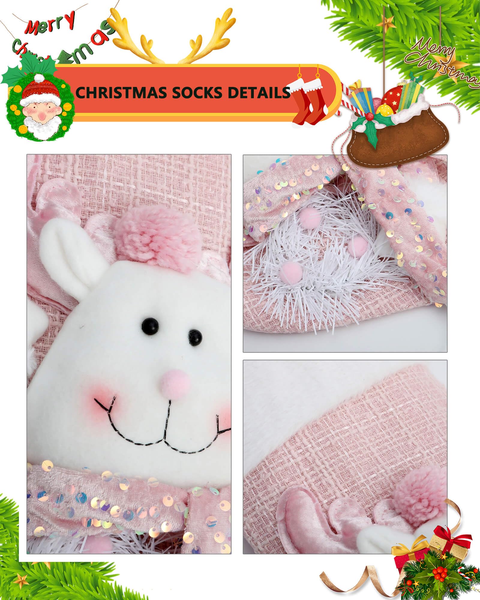 Calze di Natale personalizzate con nome ricamato, 45,7 cm, grandi, lavorate a maglia, per bambini e famiglia, per feste in famiglia (una per ogni stile)