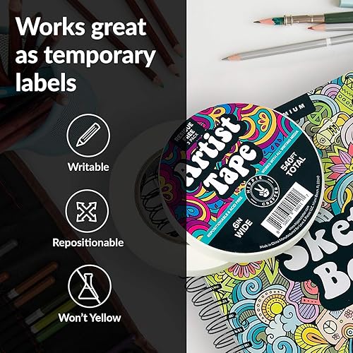 Miniatura 6 de Paquete de 3 cintas de artista blancas para papel de acuarela, cinta de pintores blanca, cinta de pintura de artistas, cinta de papel extraíble,