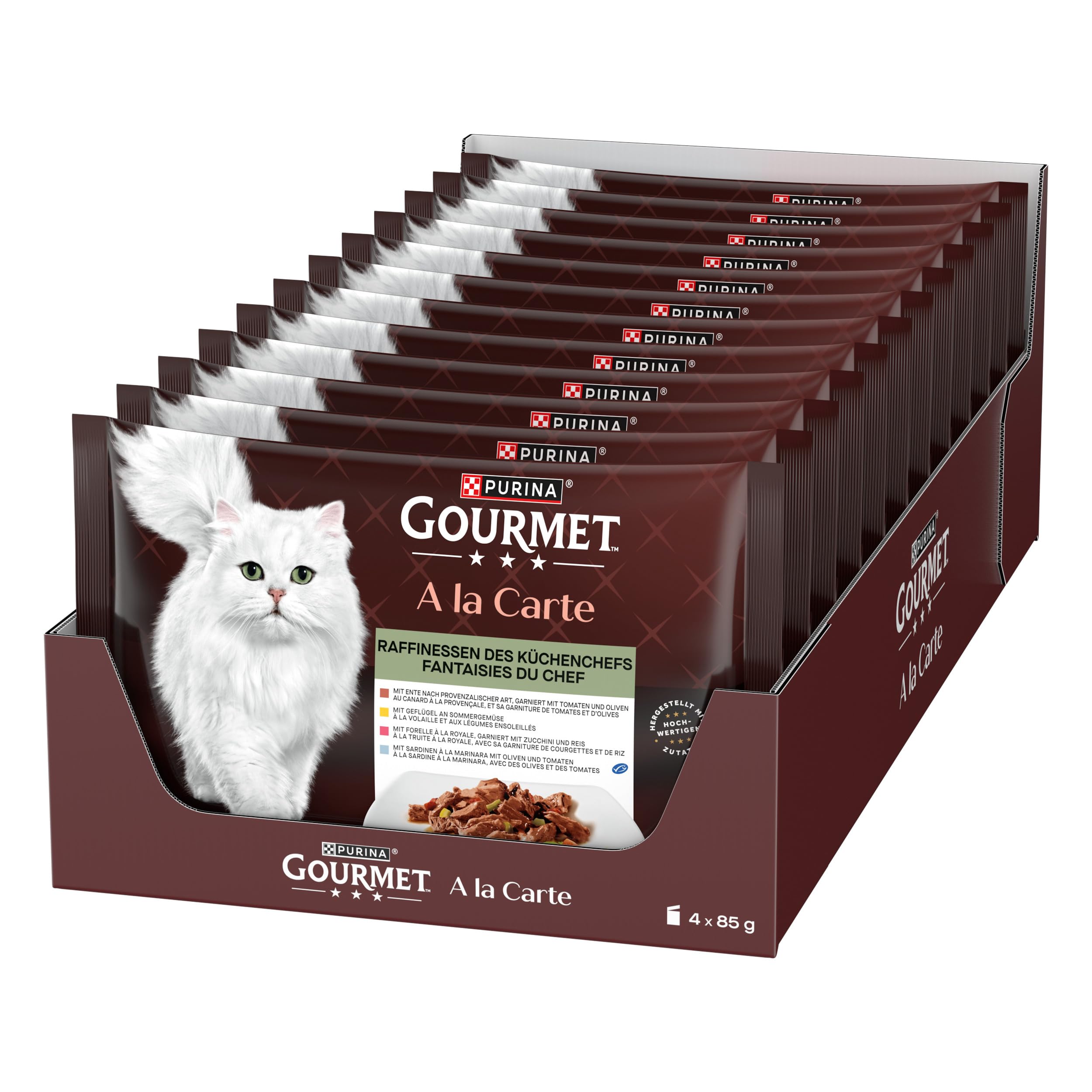 Gourmet A la Carte cibo per gatti bagnato, mix di varietà, confezione da 12 (12 x 4 bustine da 85 g)