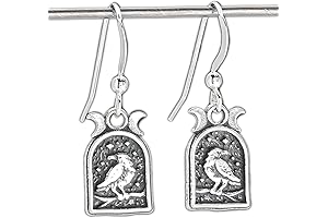 Stunning Sterling Silver Raven and Triple Moon Earrings for Women