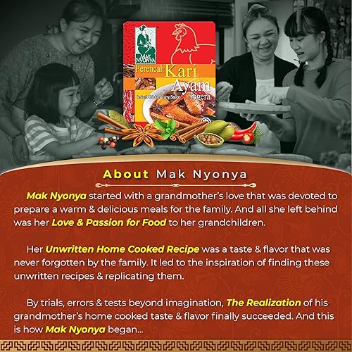 Miniatura 3 de Mak Nyonya Salsa instantánea de curry de pollo (7 oz, 4 paquetes)  Auténtica comida asiática (estilo nyonya)  Pasta de curry de pollo para preparar