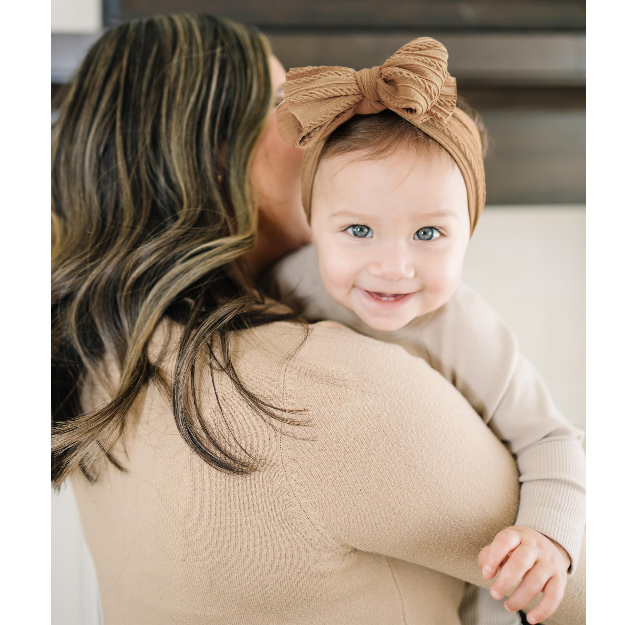 Prohouse Confezione da 8 cerchietti per capelli in nylon per bambini, con fiocco, fatti a mano, accessori per capelli per neonati e bambini