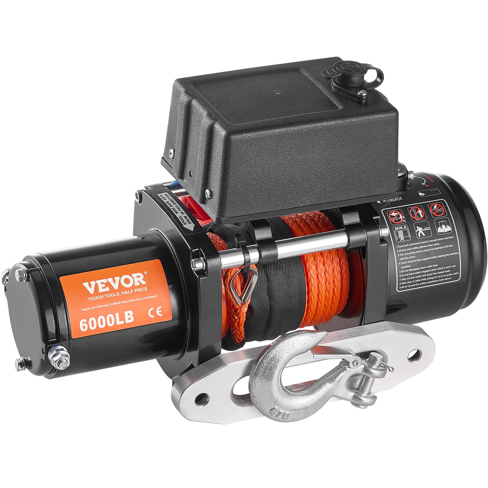 VEVOR Cabrestante Eléctrico 2722 kg Cabrestante para Camión con Cable Sintético de Φ 0,6 x 1676,4 cm Guía de Aluminio Control Remoto Inalámbrico y con Cable para Remolcar Vehículo Todoterreno, Barco