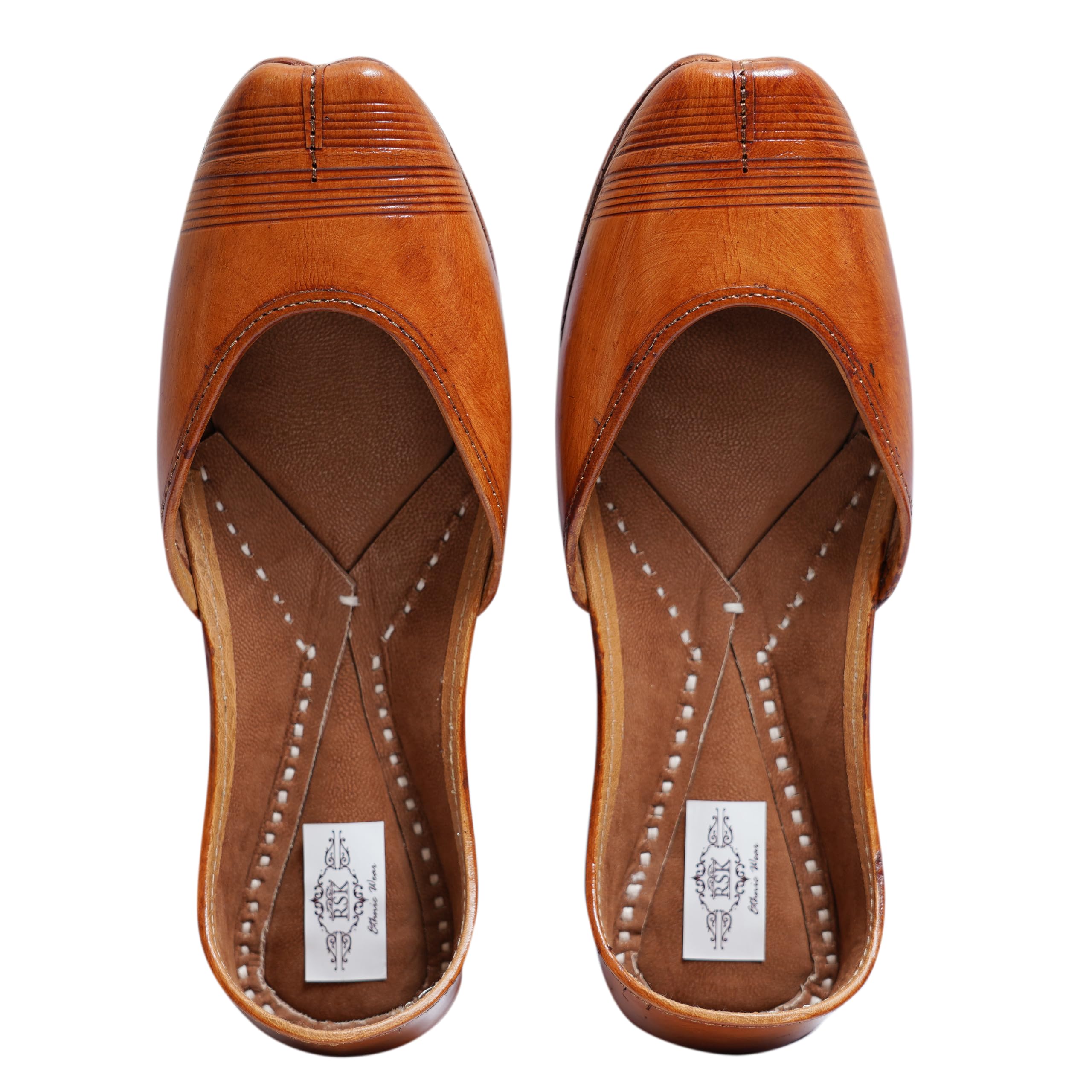 Brown Color Handmade Leather Punjabi Jutti for Women with Double Padded Cushion [1398]-image-24